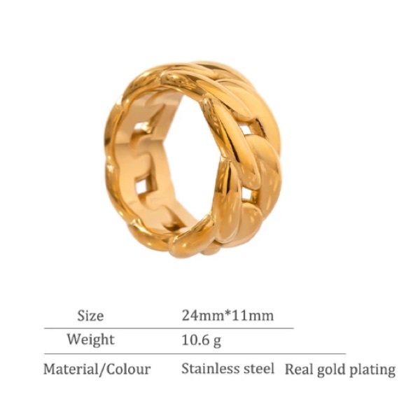 18K gold plated curb chain ring - Picture 3 of 5